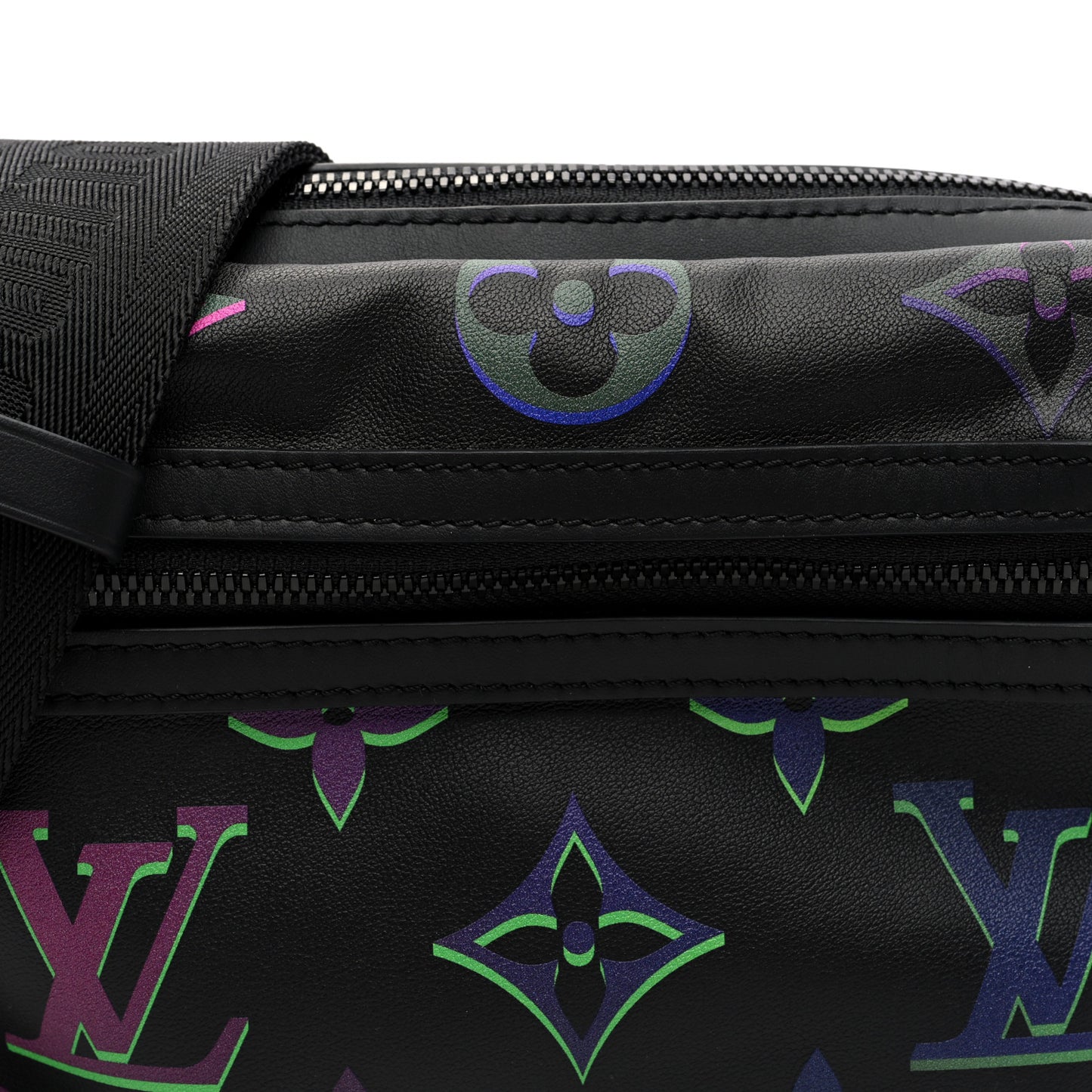 Calfskin Monogram Spotlight Comet Messenger PM Black Borealis