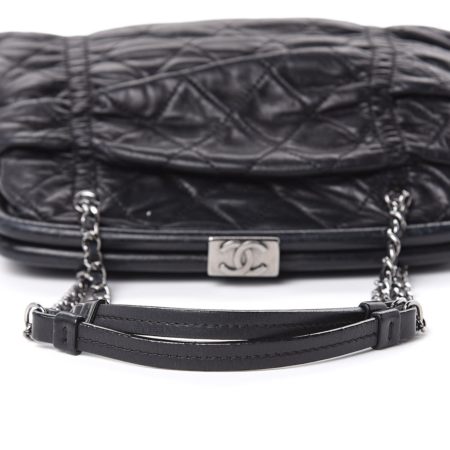 Lambskin Quilted Sharpei Frame Tote Black