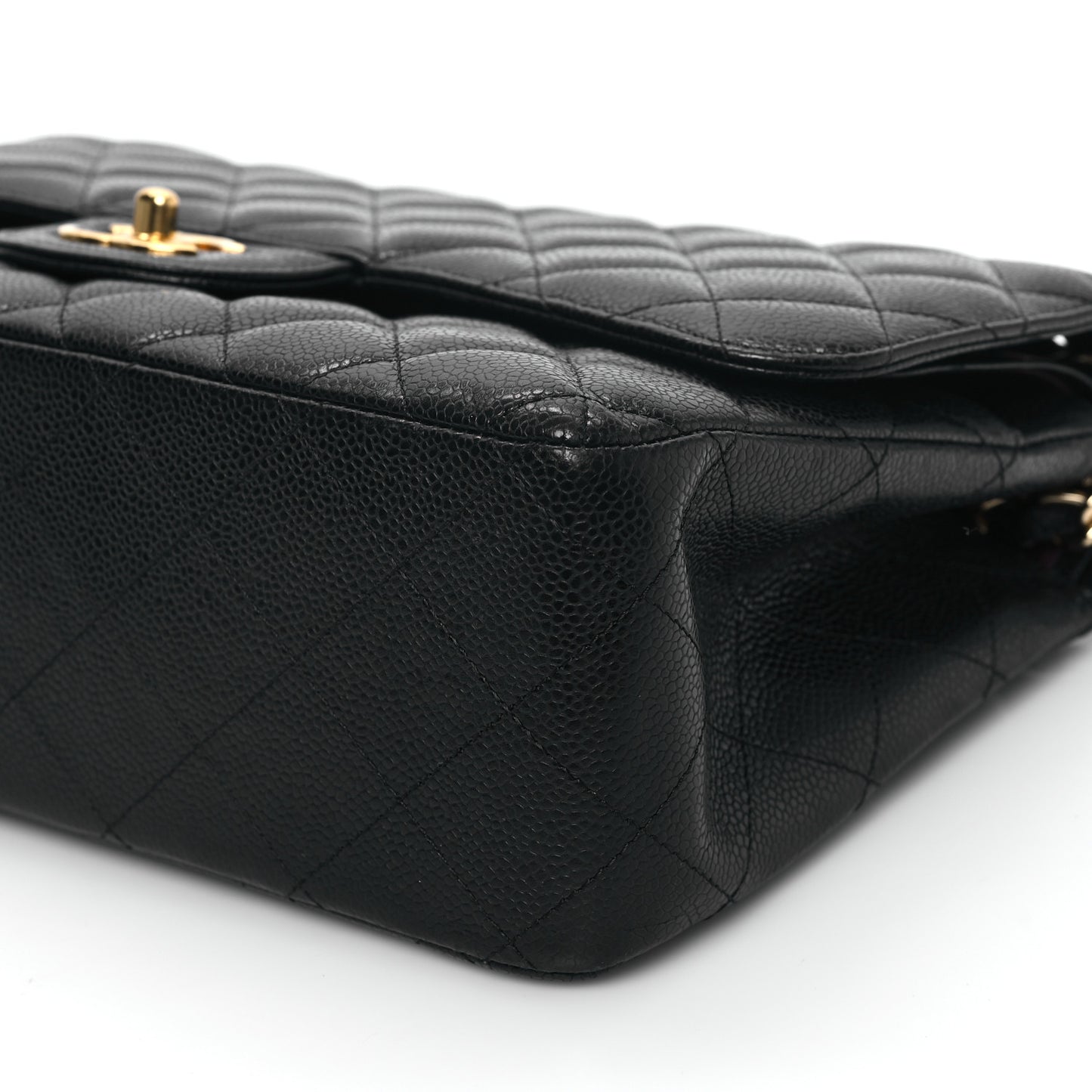 Caviar Quilted Jumbo Double Flap Black