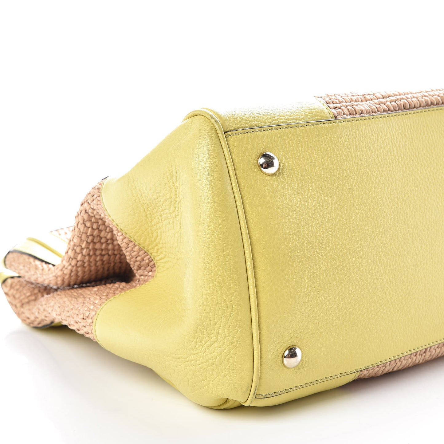 Calfskin Straw Large Bamboo Shopper Tote Citrus