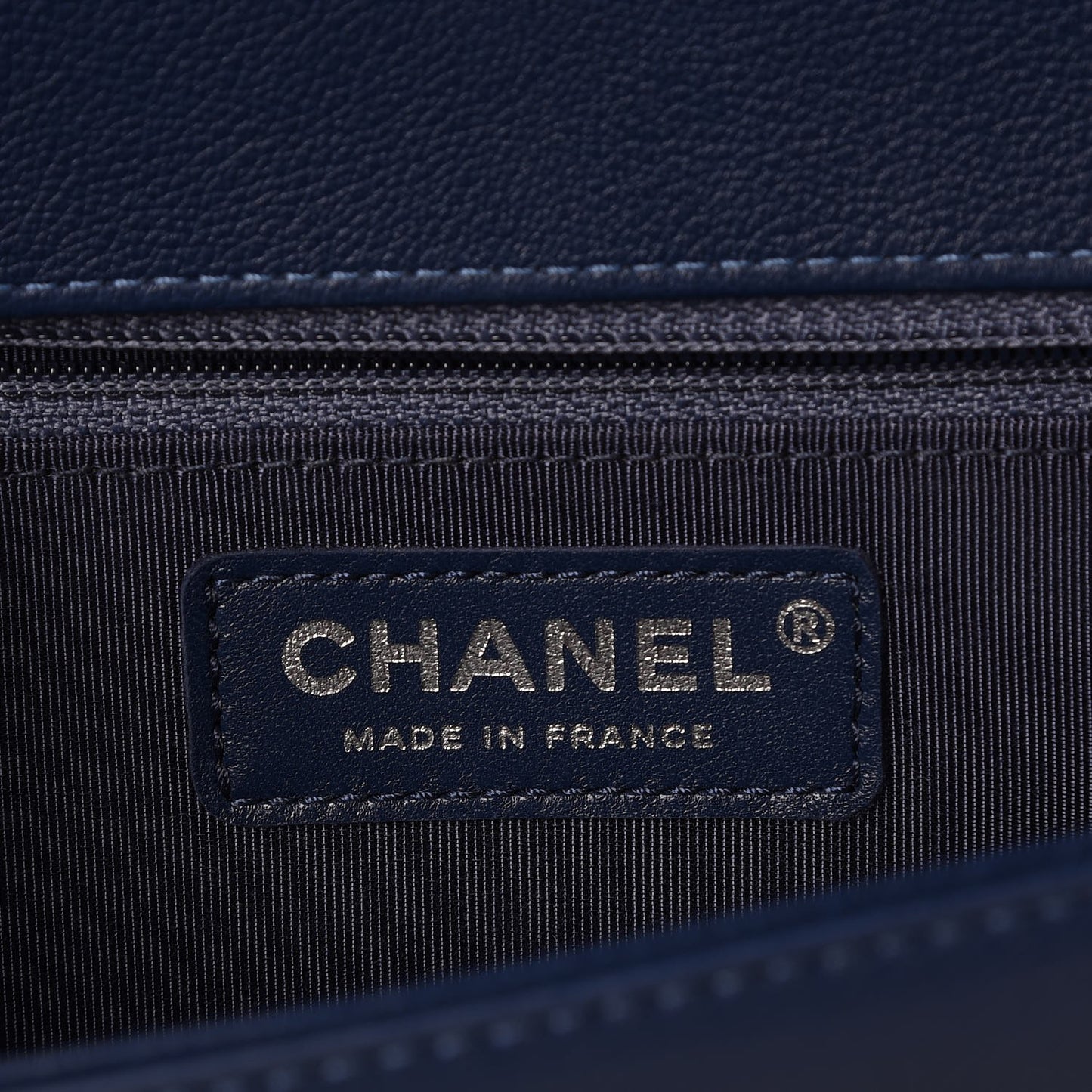 Grained Calfskin Quilted New Medium Boy Flap Navy