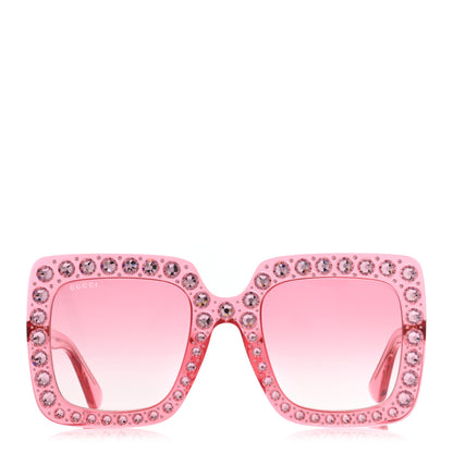 Gucci Crystal Square Frame Sunglasses GG0148S Pink 2 of 8