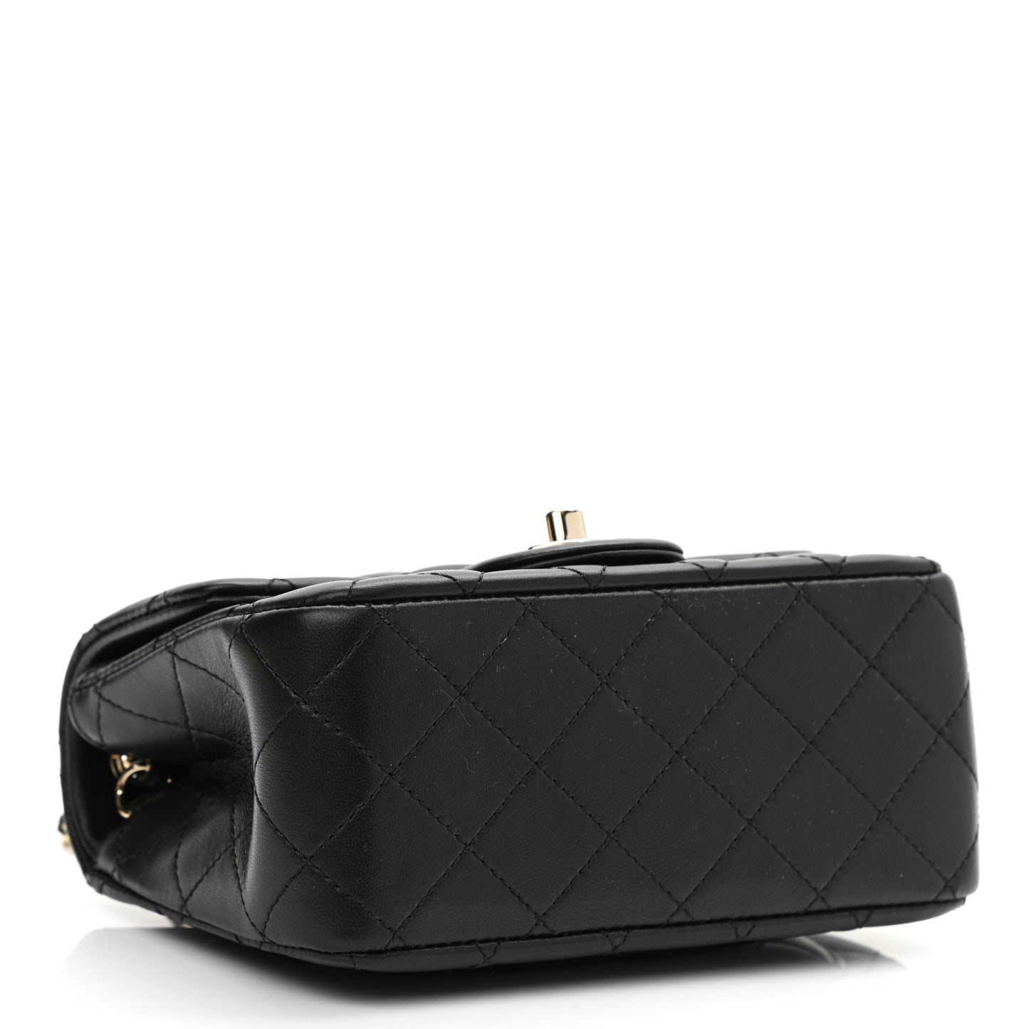 Lambskin Quilted Enamel Mini Pearl Crush Flap Black