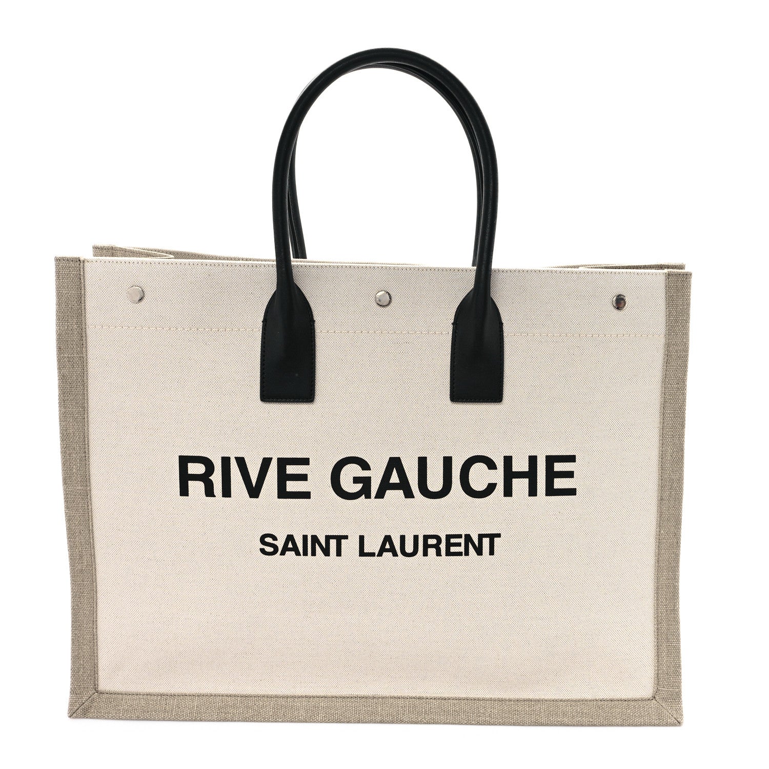 Saint Laurent Linen Calfskin Rive Gauche Tote Greggio Natural 1 of 9