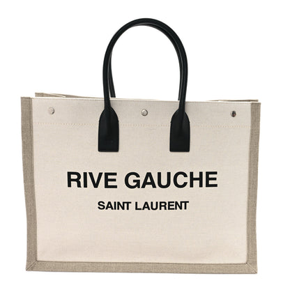 Saint Laurent Linen Calfskin Rive Gauche Tote Greggio Natural 1 of 10