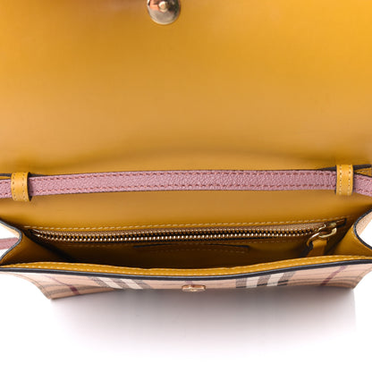 Burberry Derby Calfskin Haymarket Check Small Loxley Crossbody Cinnamon Red Multicolor 4 of 4