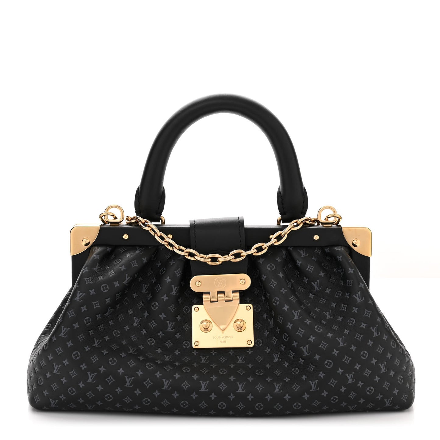 Calfskin Nanogram Embossed Clutch Black