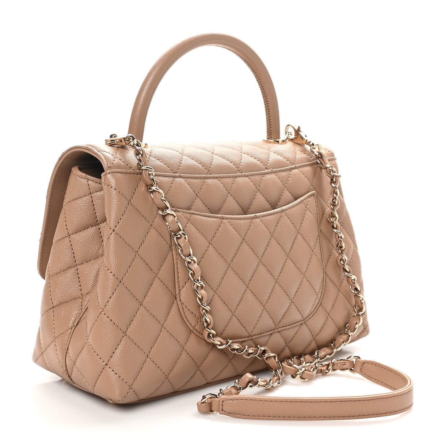 Chanel Caviar Quilted Small Coco Handle Flap Beige 3 of 10