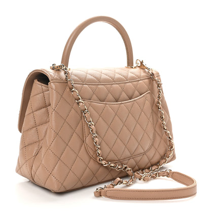 Chanel Caviar Quilted Small Coco Handle Flap Beige 3 of 10
