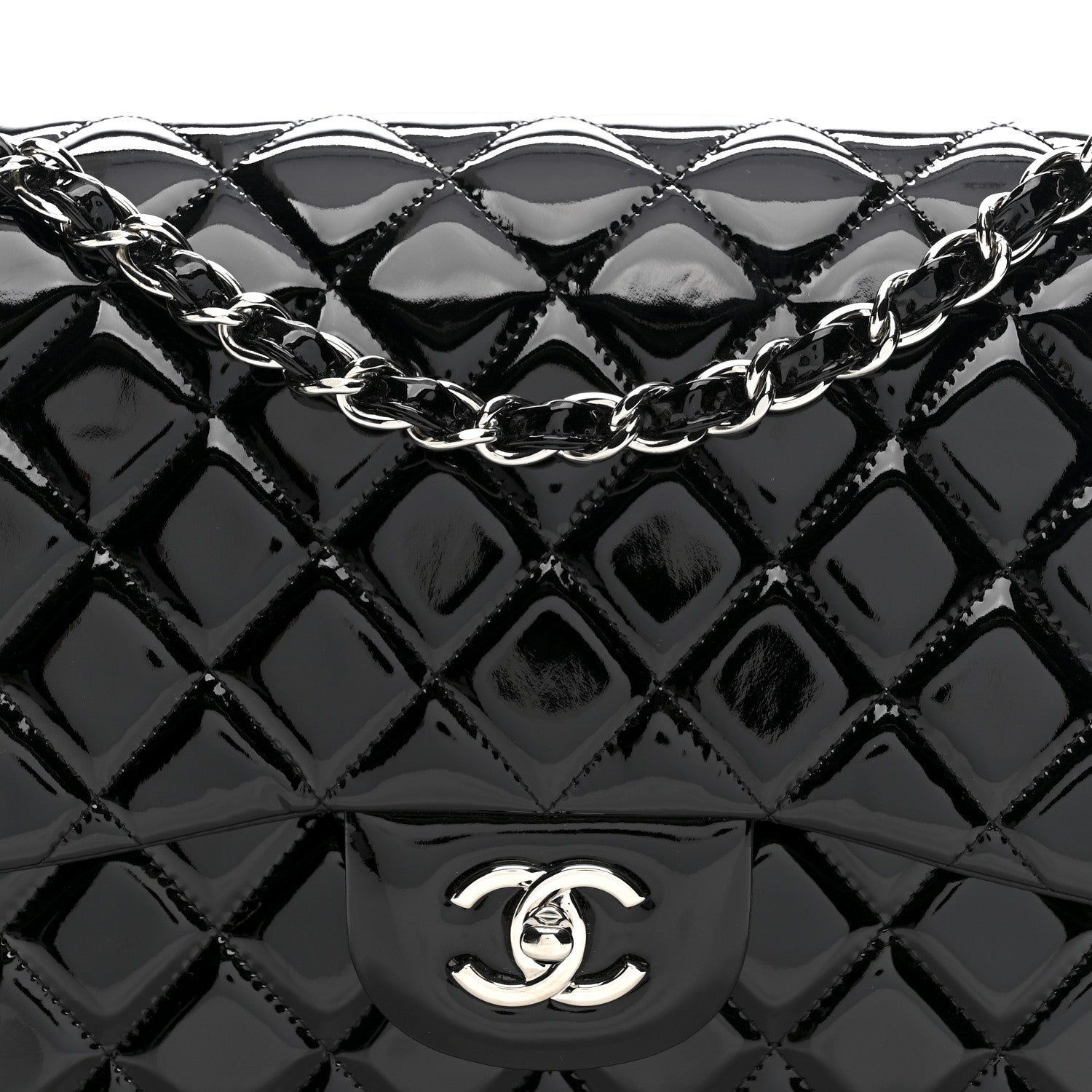 Chanel Patent Quilted Jumbo Double Flap Black 8 of 10