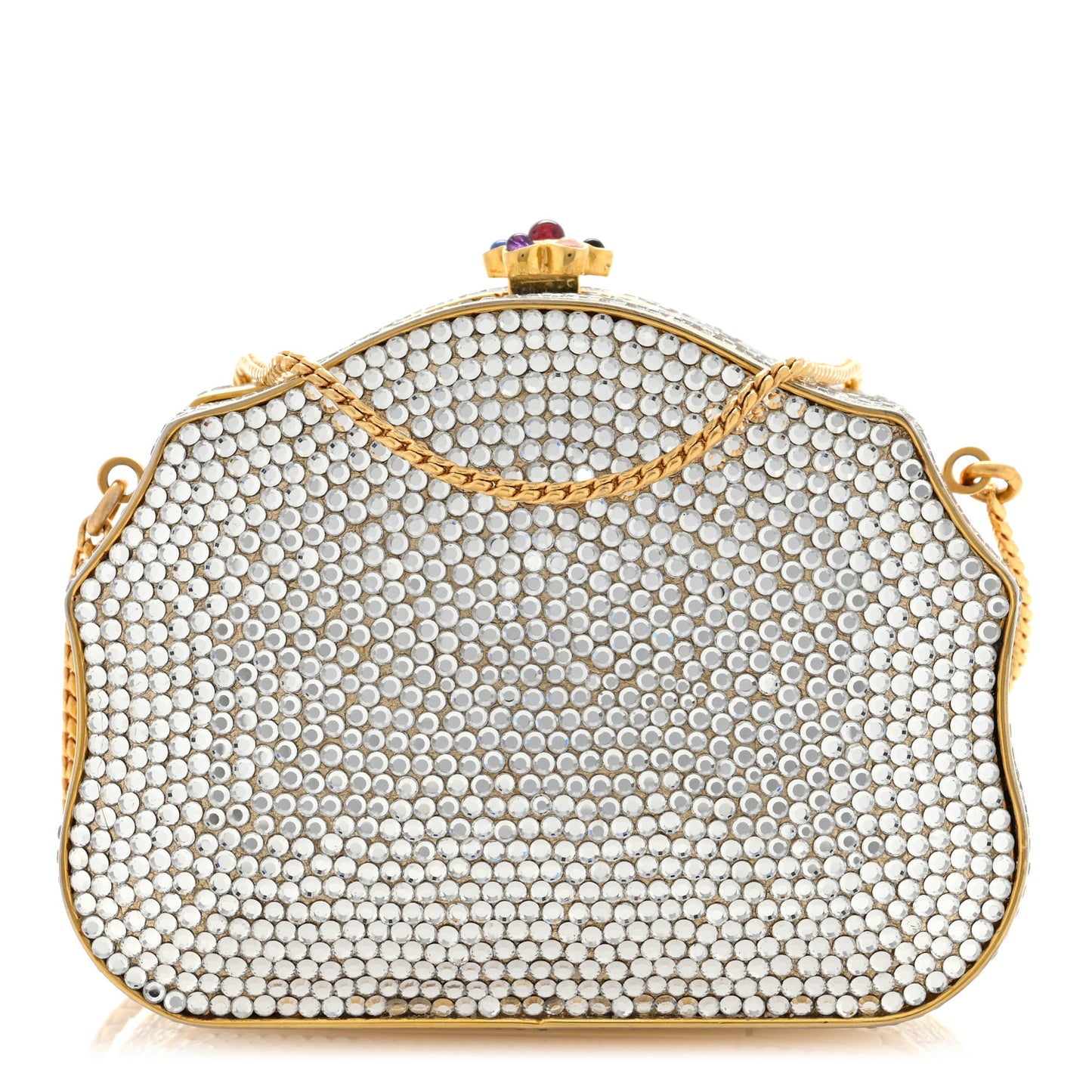 Swarovski Crystal Minaudiere Clutch Gold Silver
