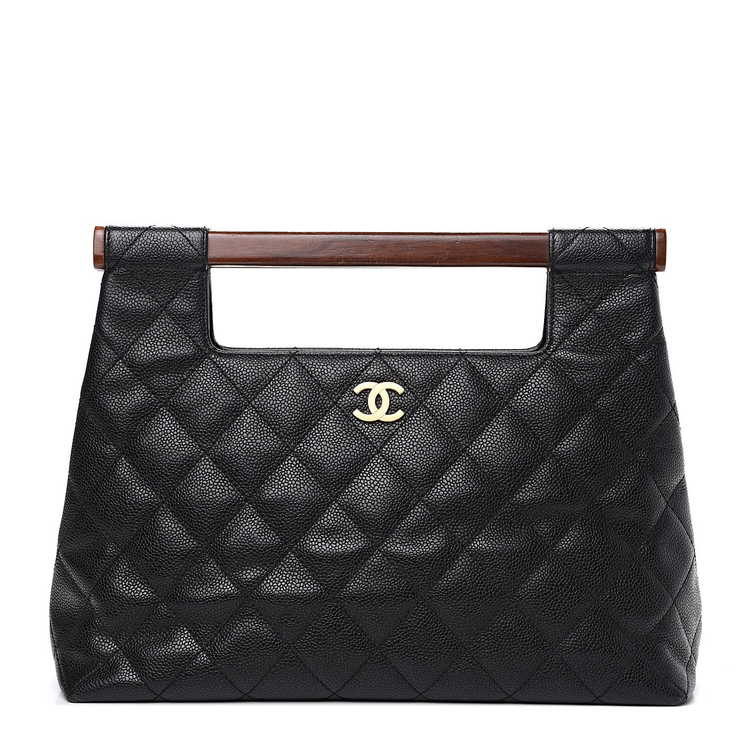 Chanel Caviar Quilted Wood Handle Tote Black 1 of 10