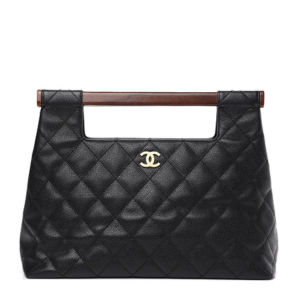 Chanel Caviar Quilted Wood Handle Tote Black 1 of 10