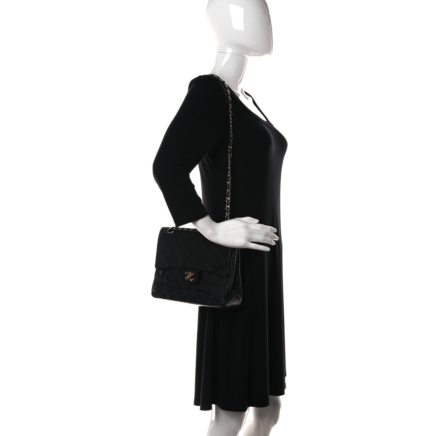 Chanel Lambskin Quilted Medium Double Flap Black 2 of 20