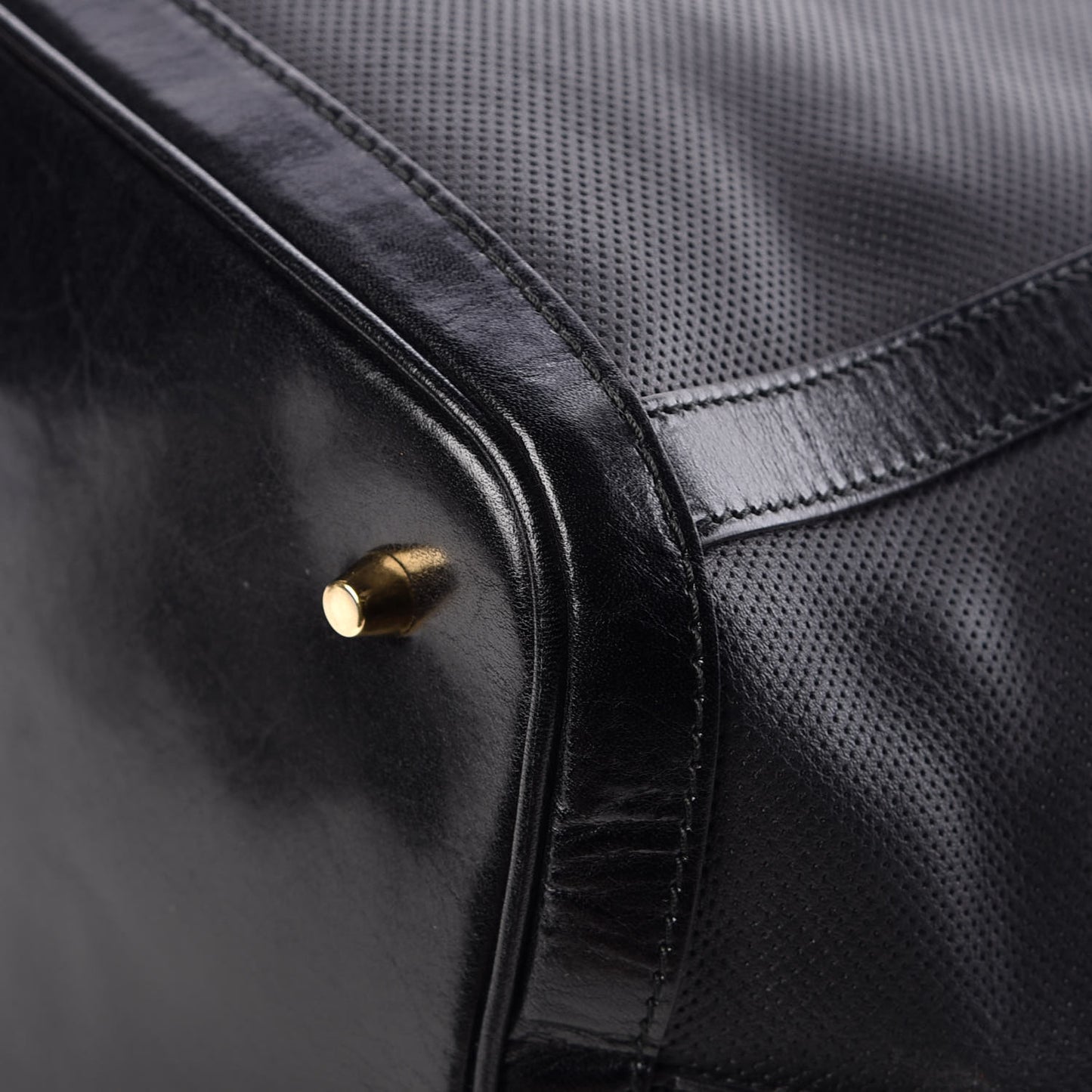Calfskin Perforated Ellers Satchel Black