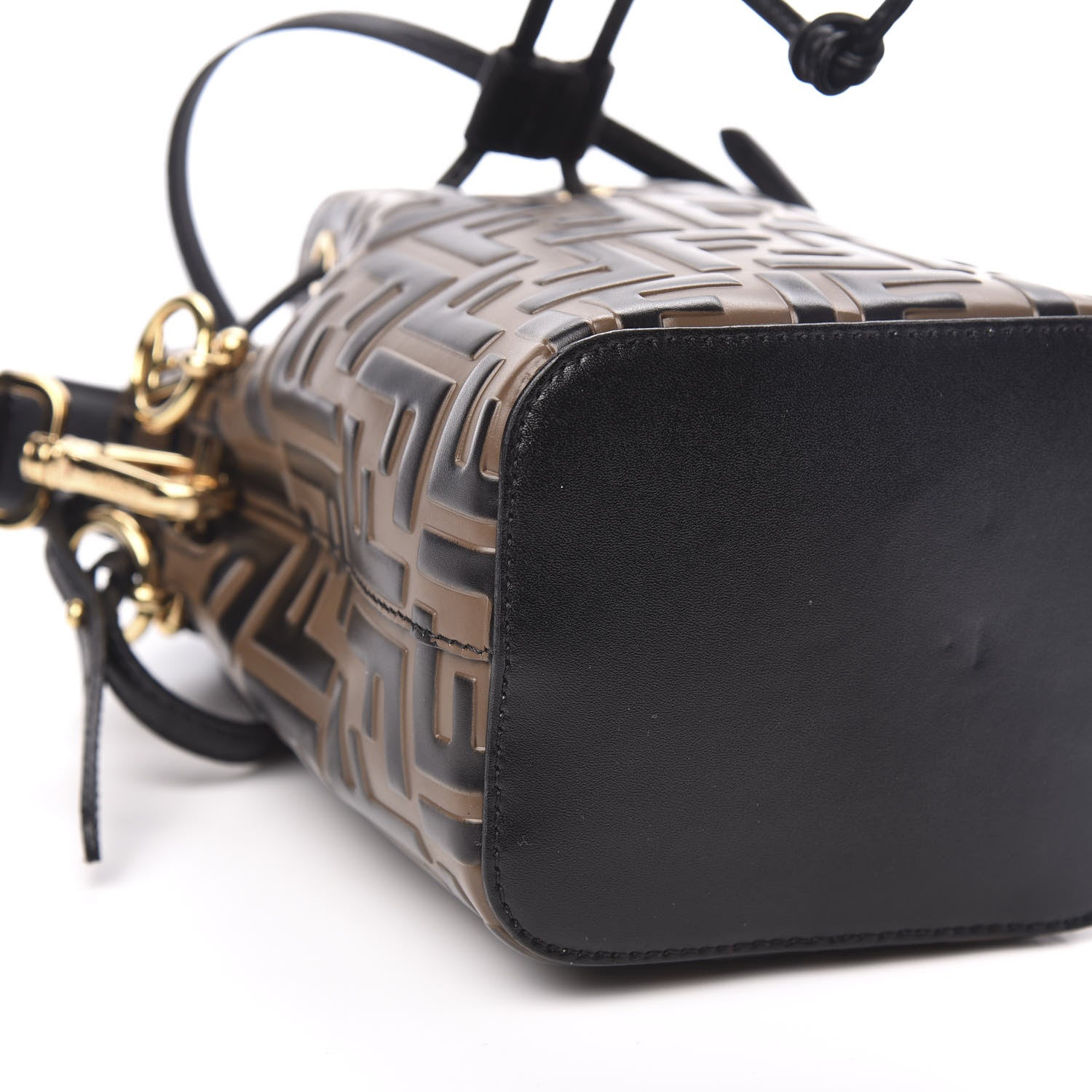 Fendi Vitello Liberty F is Fendi Bi-Color FF 1974 Embossed Mini Mon Tresor Bucket Bag Maya Black 8 of 10