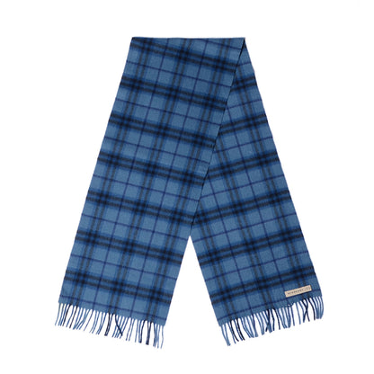 Burberry Cashmere Giant Check Fringe Scarf Blue 3 of 4