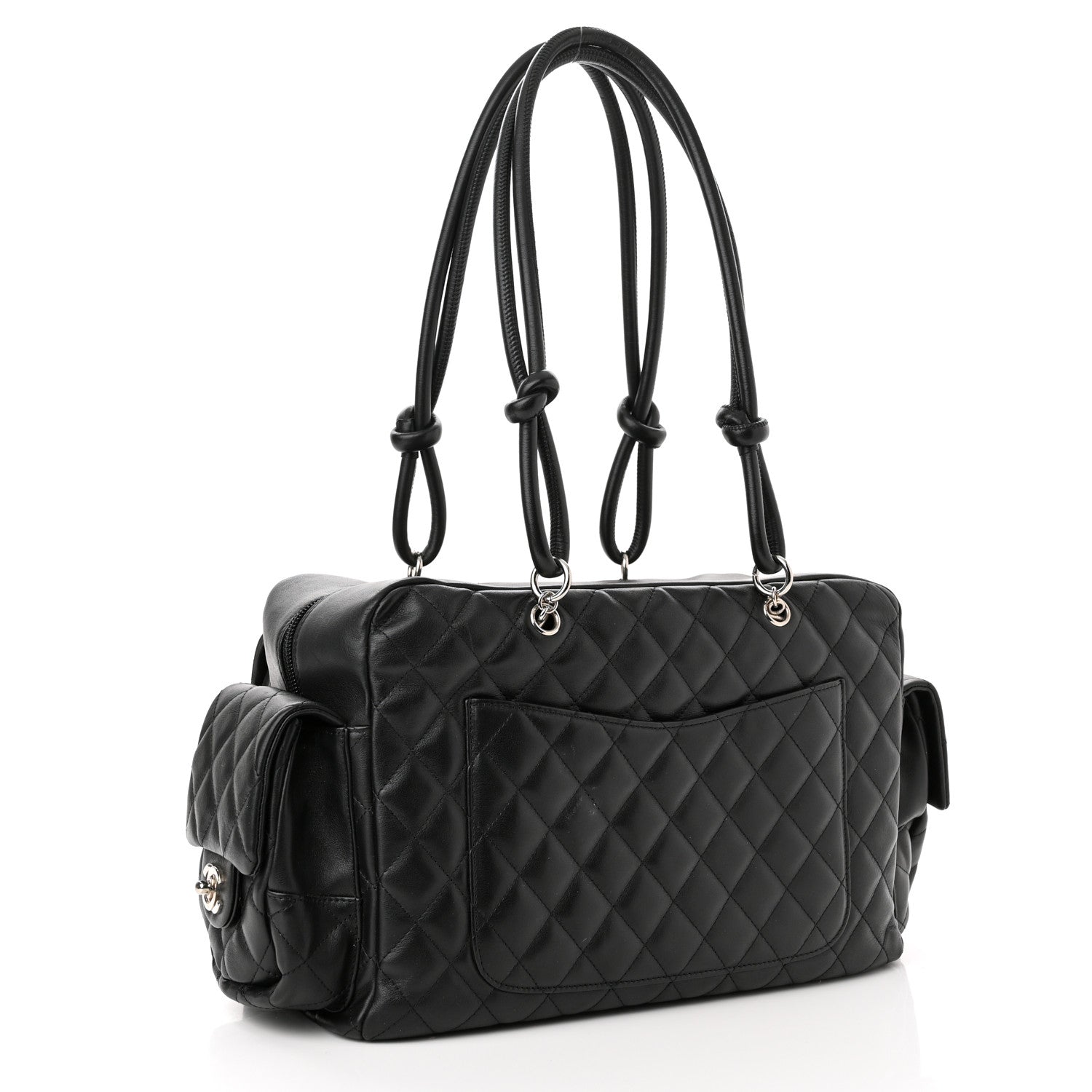 Chanel Calfskin Quilted Large Cambon Multipocket Reporter Black White 3 of 10