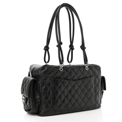 Chanel Calfskin Quilted Large Cambon Multipocket Reporter Black White 3 of 10