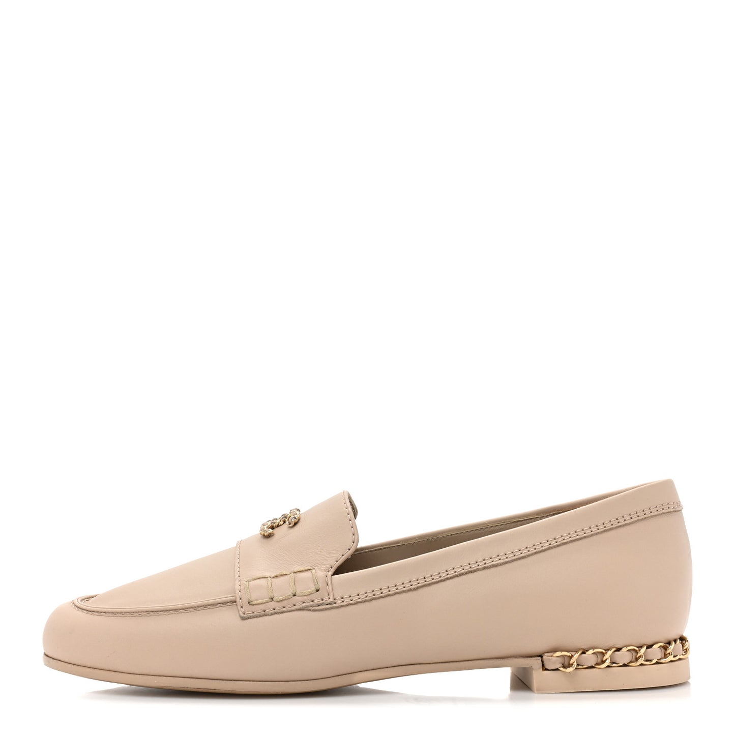Calfskin CC Chain Mocassin Loafers 39 Beige