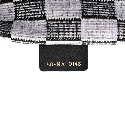 Christian Dior Canvas Embroidered Checkered Book Tote Black White 7 of 10