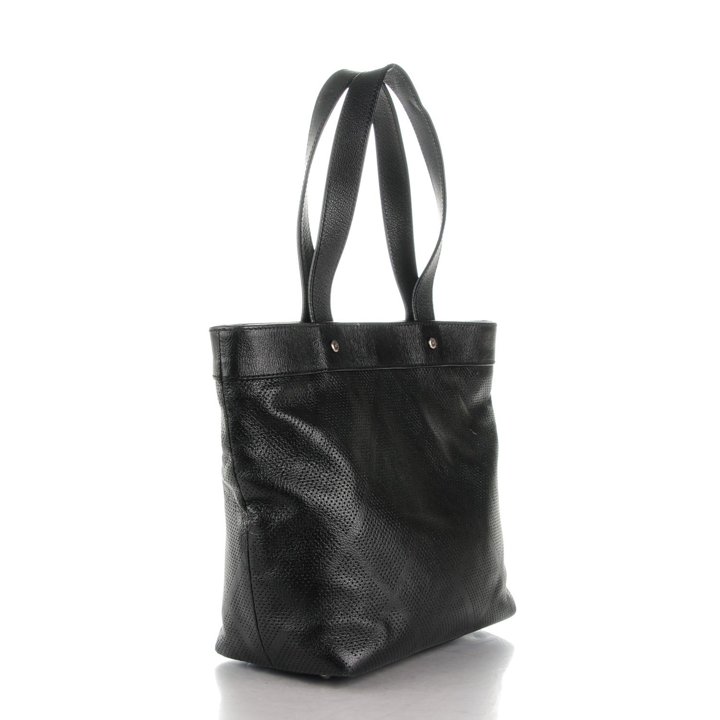 Goatskin Perforated Small CC Tote Black
