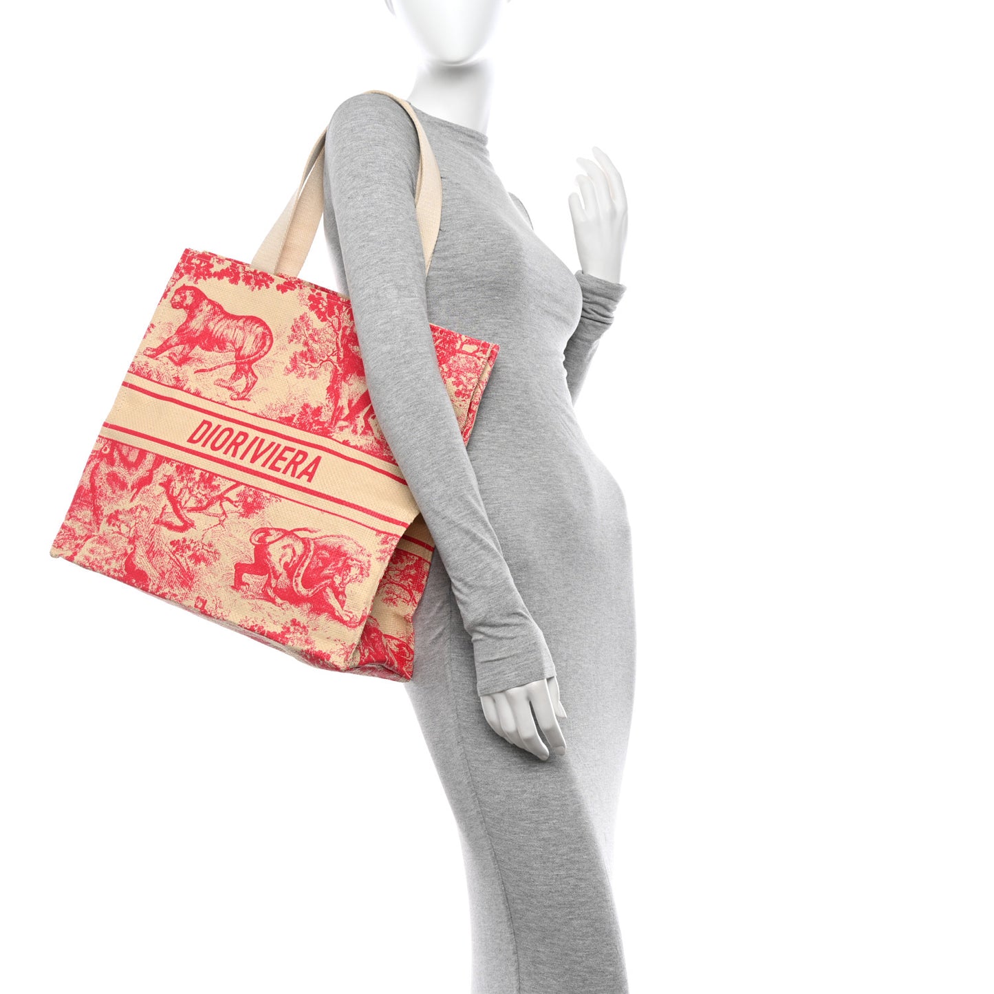 Straw Dioriviera Tote Pink