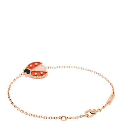 Van Cleef & Arpels 18K Rose Gold Carnelian Onyx Lucky Spring Open Wing Lady Bug Bracelet 2 of 5