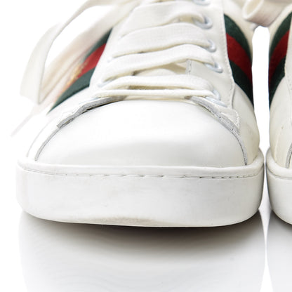 Gucci Miro Soft Calfskin Laminated Ayers Web Bee Embroidered Mens Ace Sneakers 9 White Red Flame Green 12 of 12