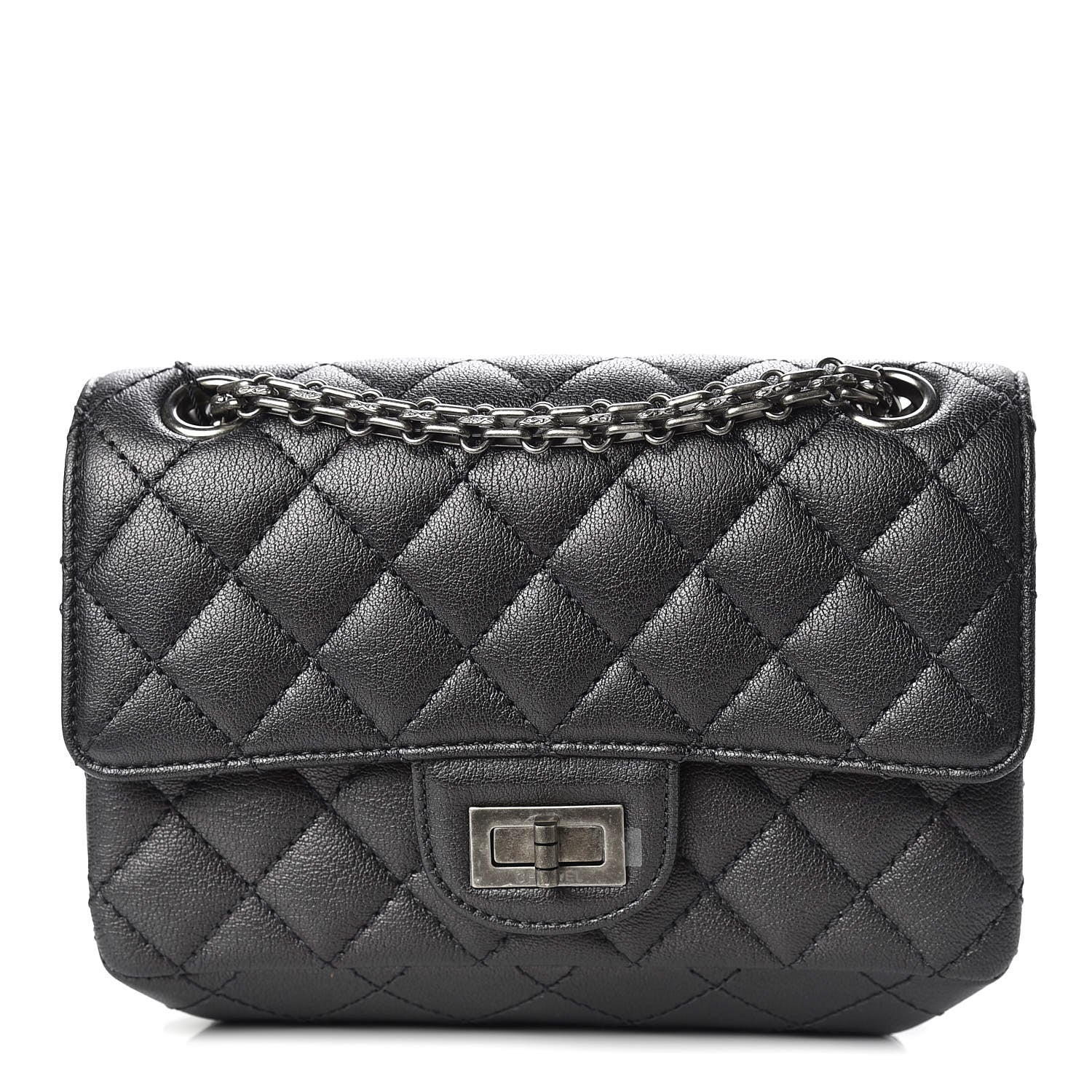 Chanel Metallic Sheepskin Quilted 2.55 Reissue Mini Flap Dark Silver 1 of 11