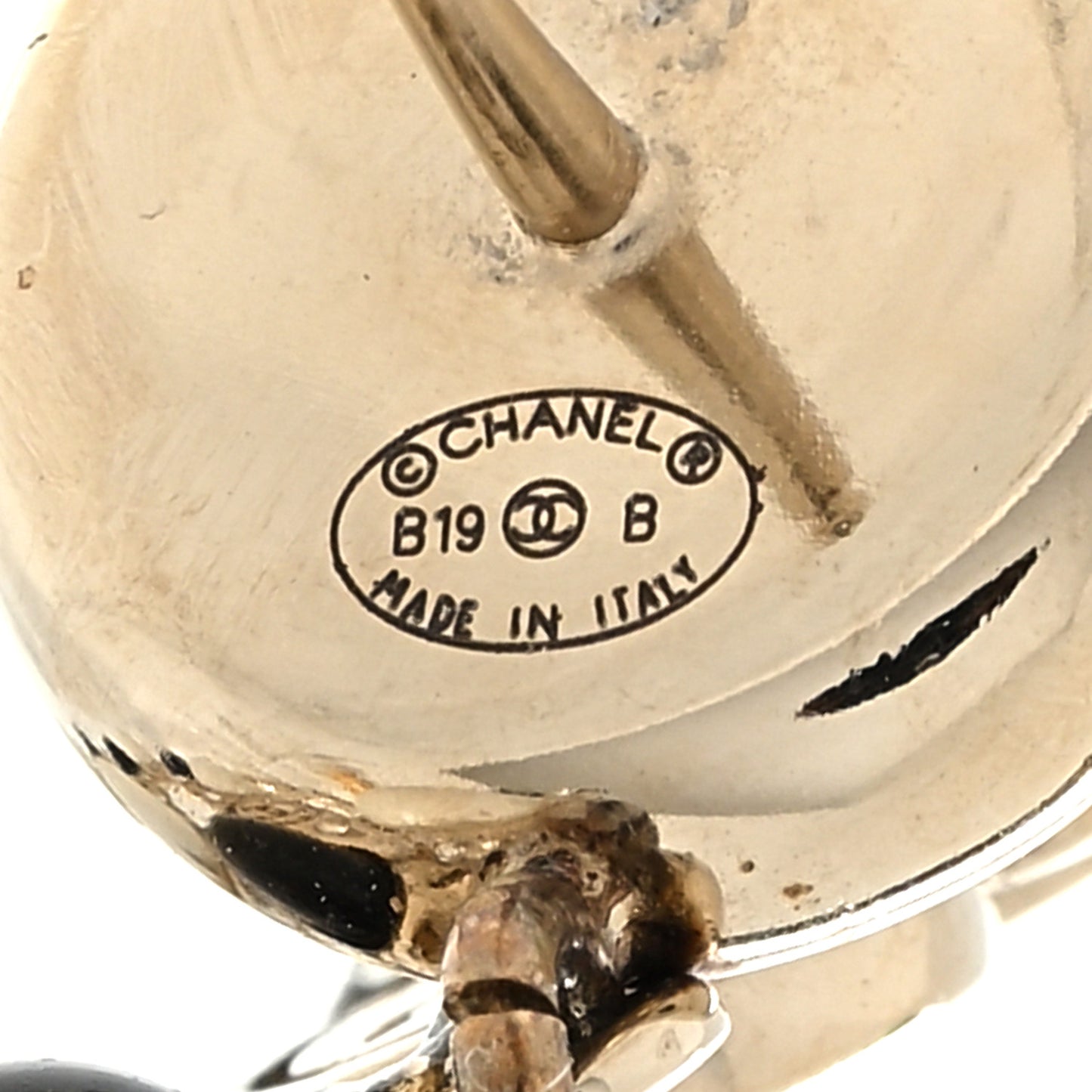 Crystal Pearl Metal Resin Polka Dot CC Drop Earrings Black Gold