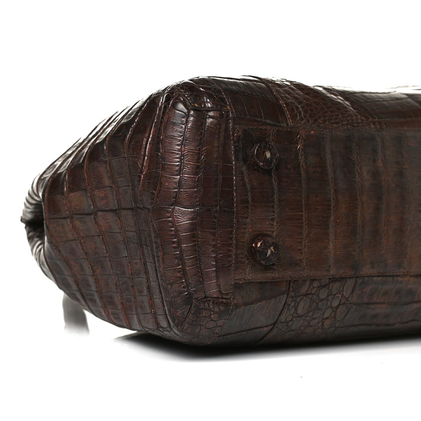Crocodile Top Handle Satchel Brown