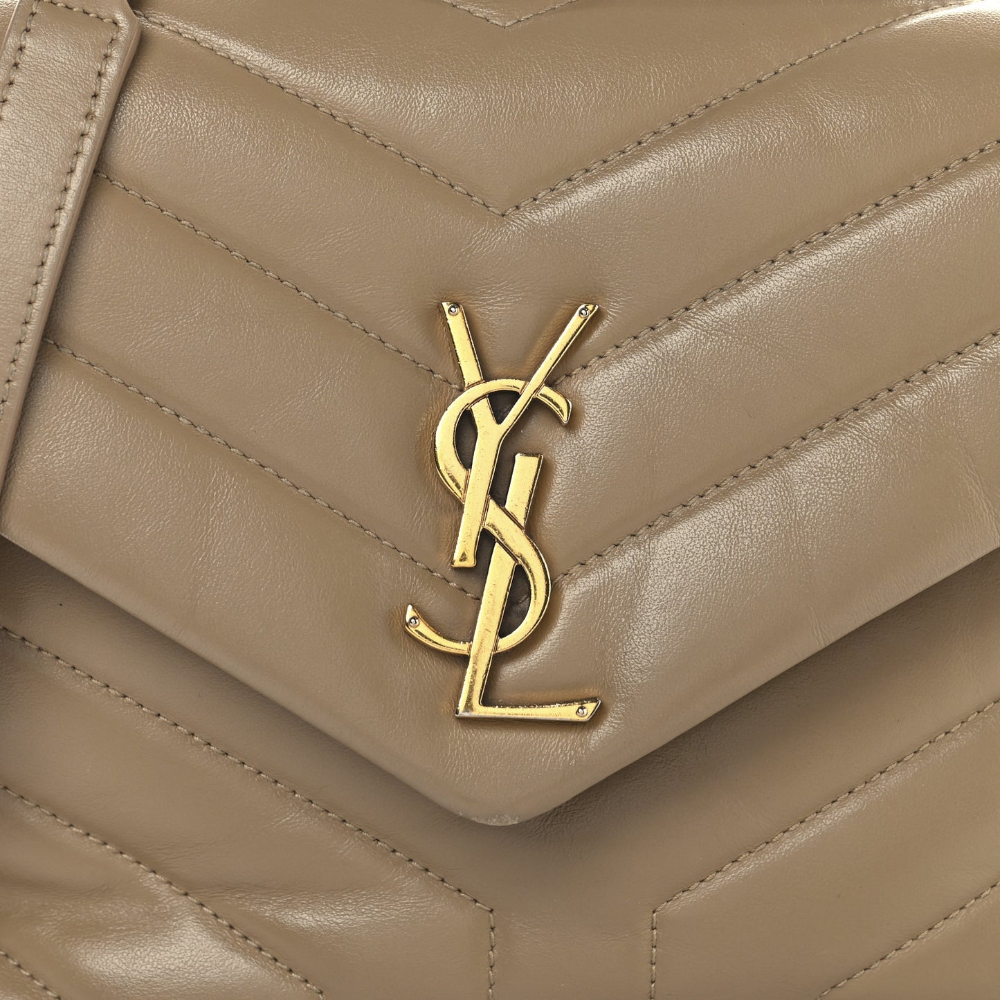 Calfskin Y Quilted Monogram Small Loulou Chain Satchel Dark Beige