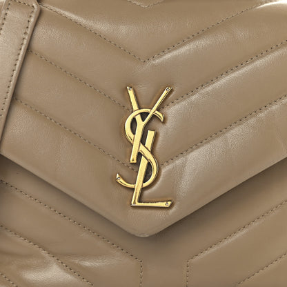 Saint Laurent Calfskin Y Quilted Monogram Small Loulou Chain Satchel Dark Beige 7 of 13