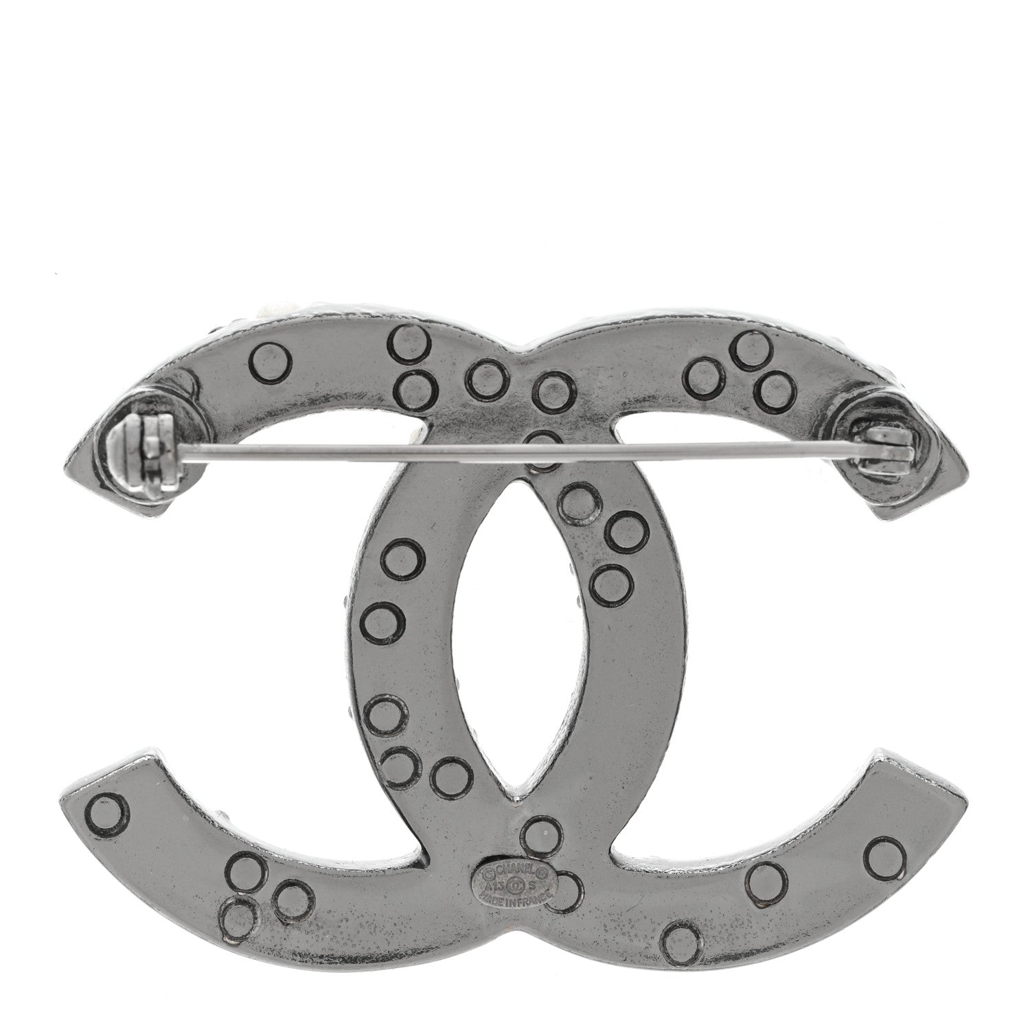 Chanel Ruthenium Pearl Large CC Brooch Black 3 of 5