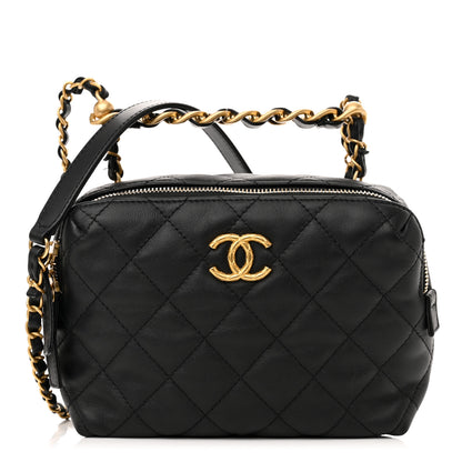 Chanel Calfskin Quilted Mini Bowling Bag Black 1 of 11