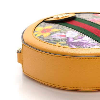 Gucci GG Supreme Monogram Flora Web Mini Ophidia Round Shoulder Bag Beige Multicolor Crop 9 of 11
