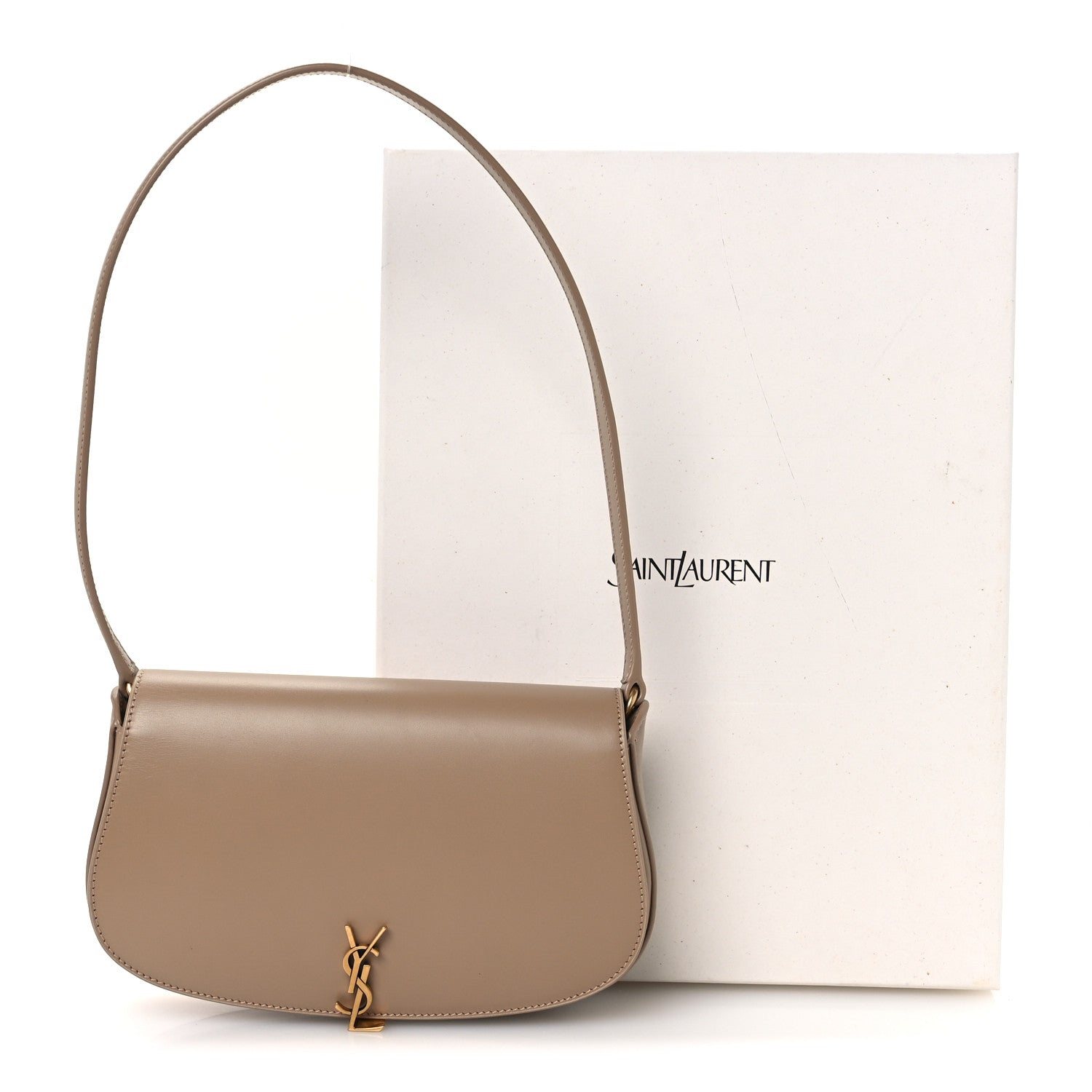 Saint Laurent Box Calfskin Mini Voltaire Shoulder Bag Dark Cork 12 of 12