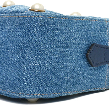 Gucci Denim Matelasse Pearl Studded Small GG Marmont Chain Shoulder Bag Blue 10 of 10