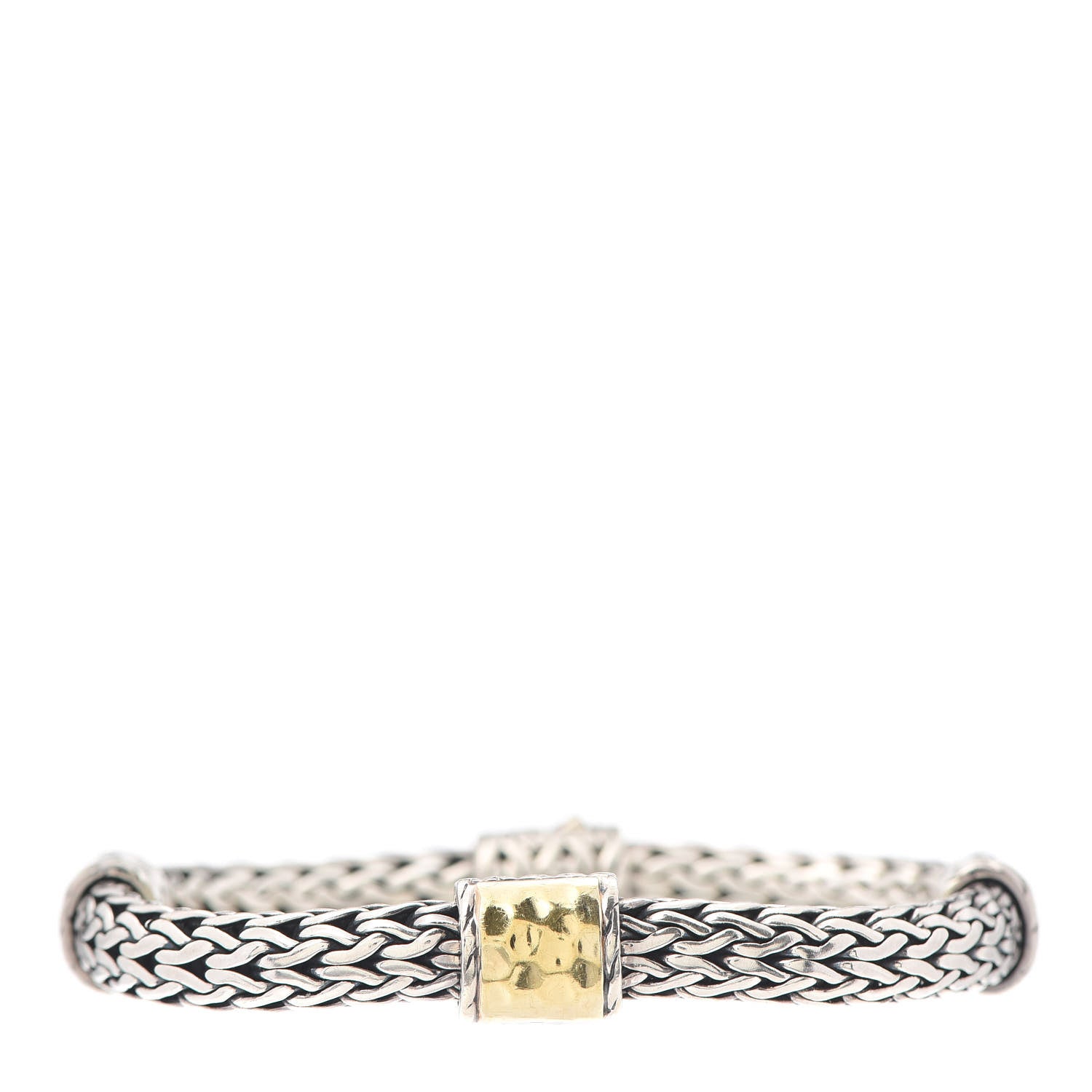 John Hardy Sterling Silver 22K Yellow Gold 10mm Classic Chain Hammered Bracelet 1 of 5