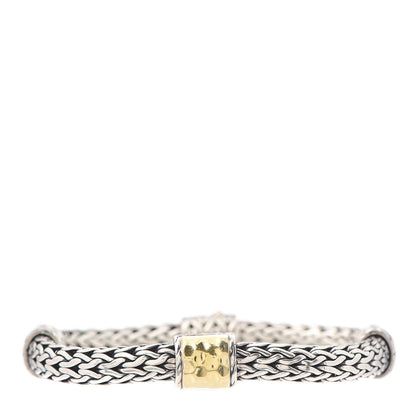 John Hardy Sterling Silver 22K Yellow Gold 10mm Classic Chain Hammered Bracelet 1 of 5