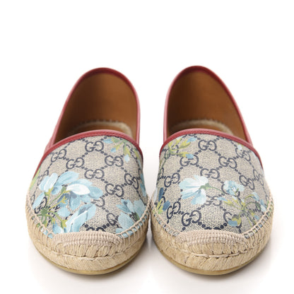 Gucci GG Supreme Monogram Blooms Espadrilles 39 Beige Blue Navy Hibiscus Red 2 of 10