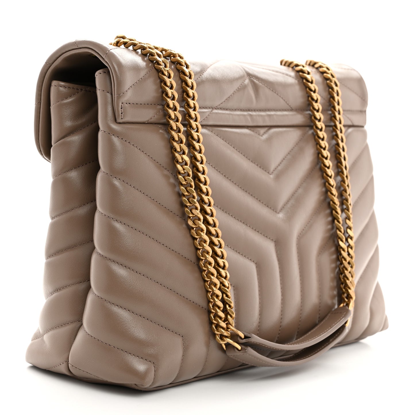 Calfskin Y Quilted Monogram Medium Loulou Chain Satchel Dark Beige
