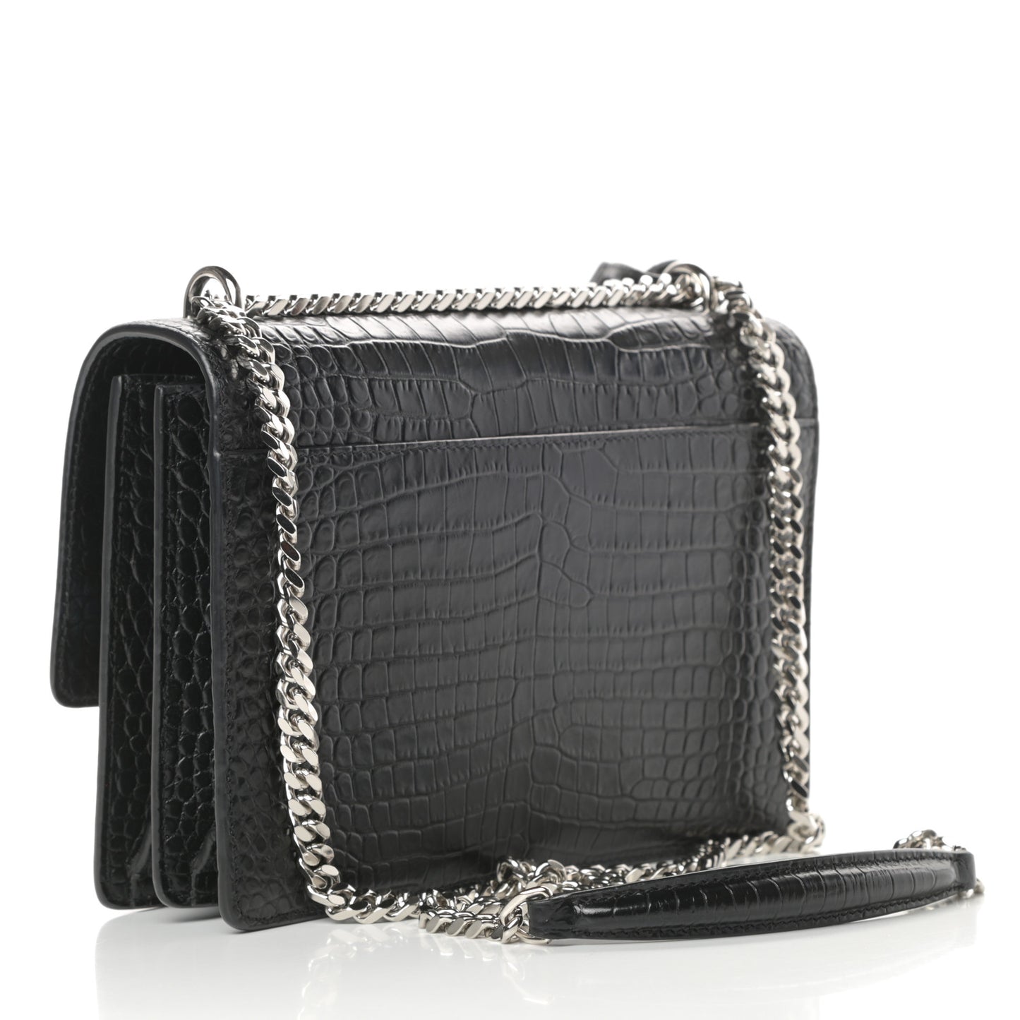 Calfskin Crocodile Embossed Medium Monogram Sunset Black