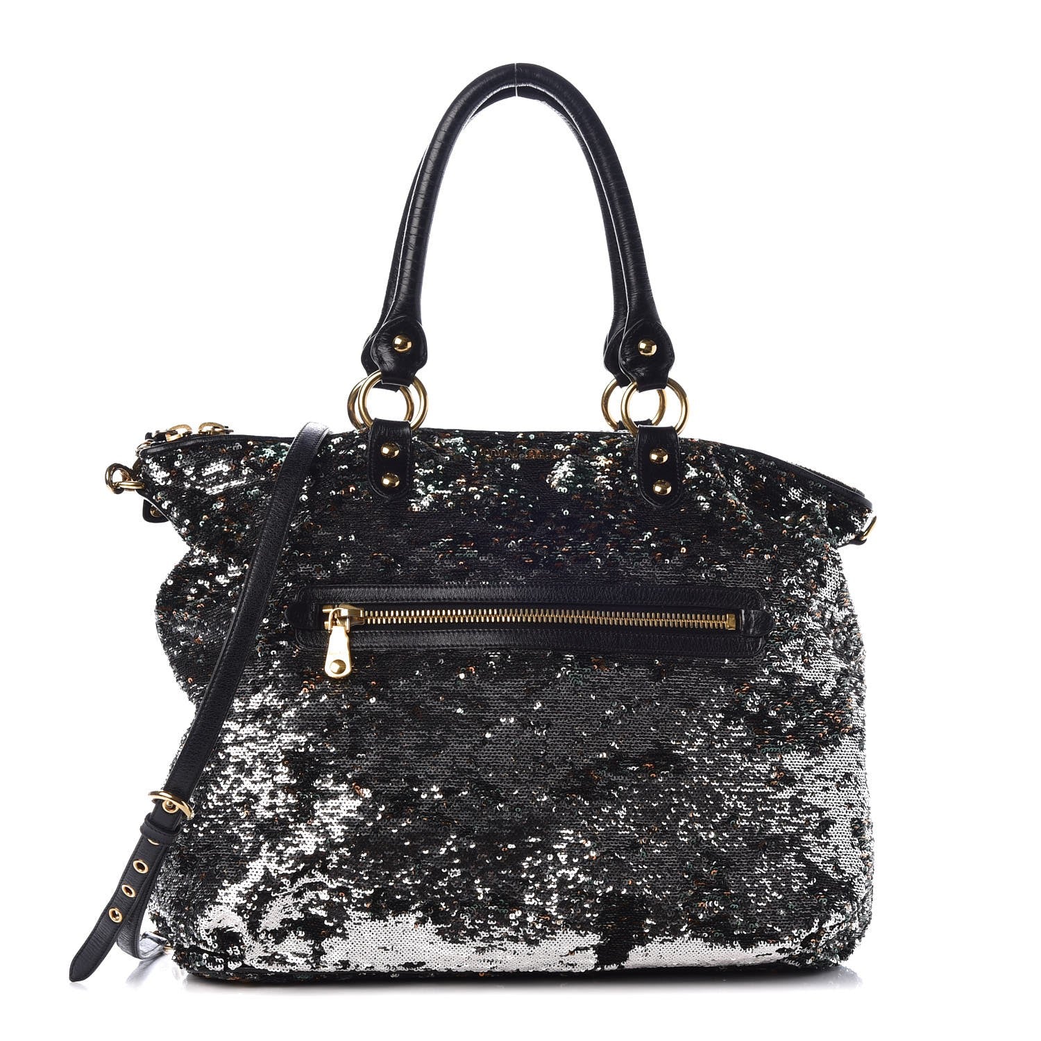 Miu Miu Paillettes Sequin Shopping Tote Argento 1 of 10