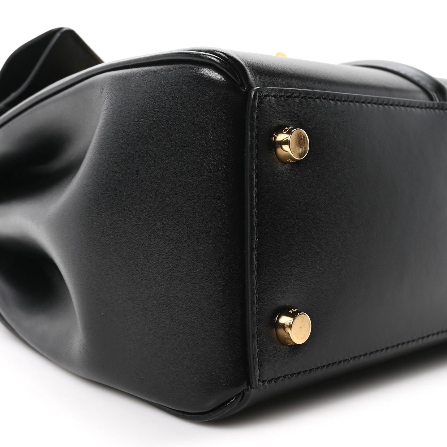 Satinated Calfskin Small 16 Top Handle Bag Black