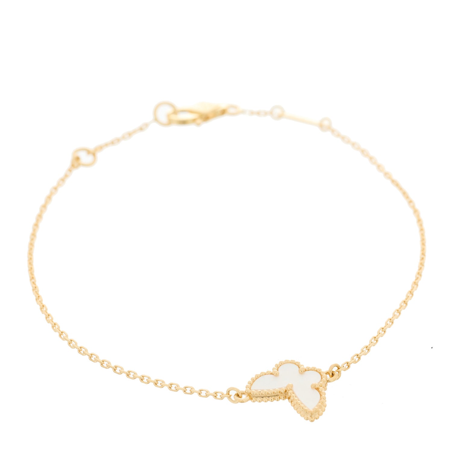 Van Cleef & Arpels 18K Yellow Gold Mother of Pearl Sweet Alhambra Butterfly Bracelet 1 of 6