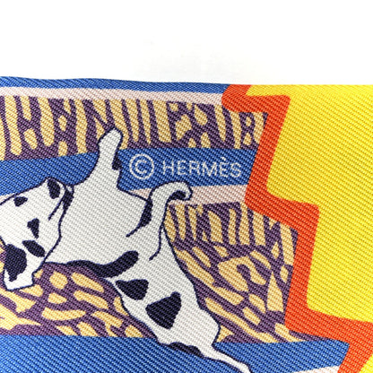 Hermes Silk En Liberte Twilly Jaune Vif Bleu Rouge 4 of 4