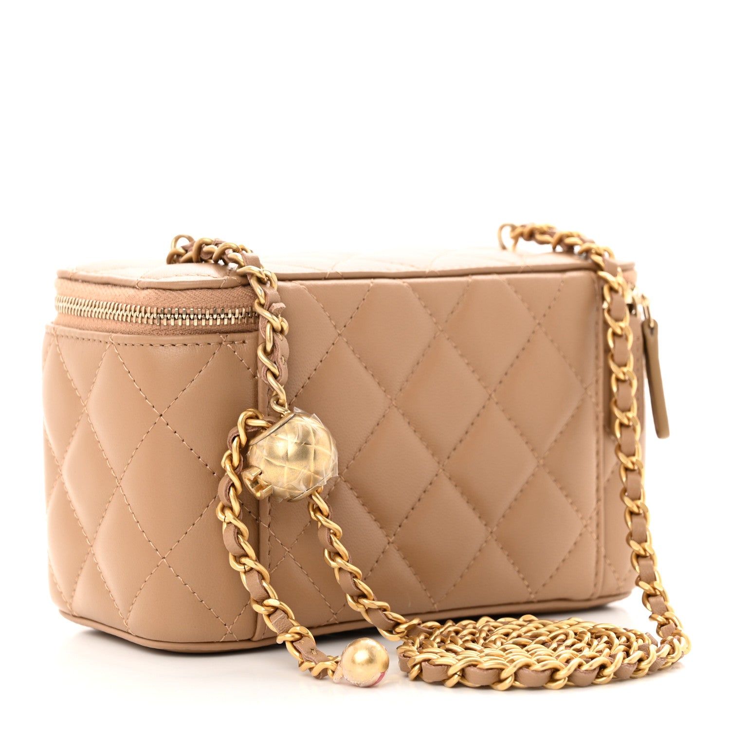 Chanel Lambskin Quilted Pearl Crush Small Vanity Case With Chain Beige 2 of 11