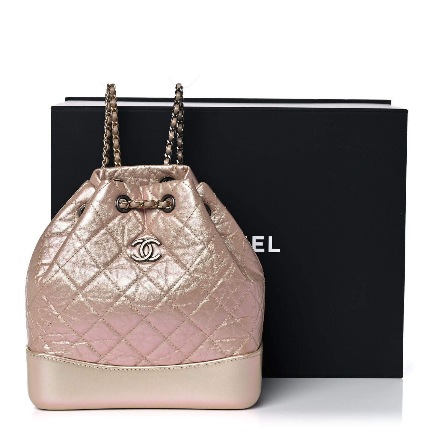 Iridescent Lambskin Calfskin Small Quilted Gabrielle Backpack Light Pink